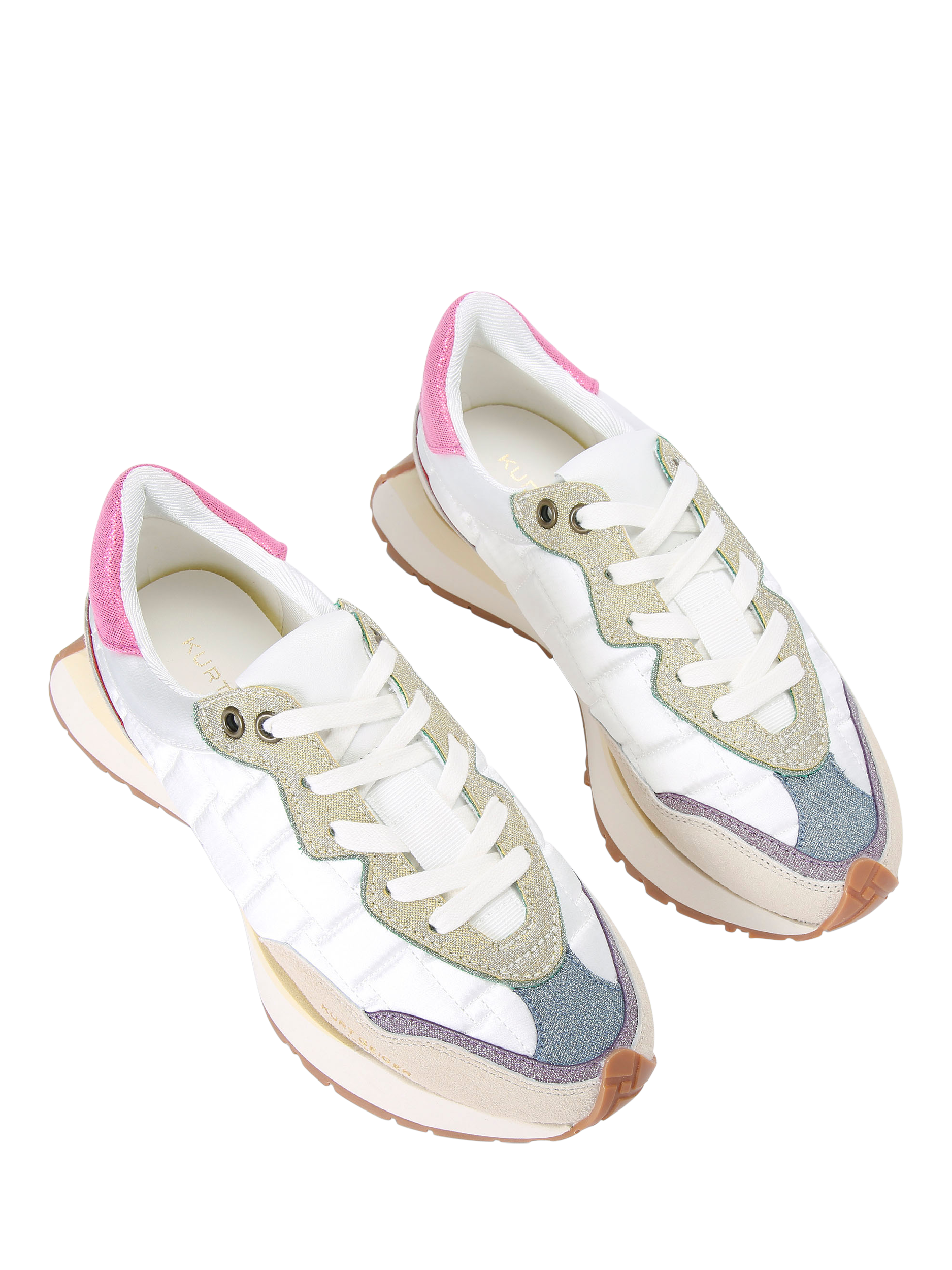 Product image 3 of 5, which shows Kurt Geiger London Nylon Quilt Trainers, White/Multi, 3