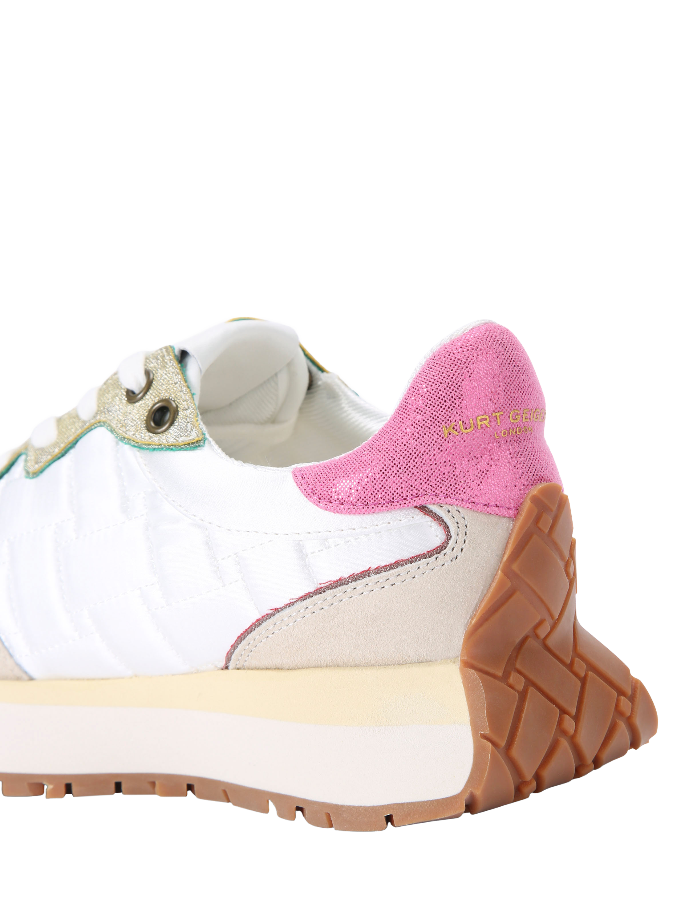 Product image 4 of 5, which shows Kurt Geiger London Nylon Quilt Trainers, White/Multi, 3