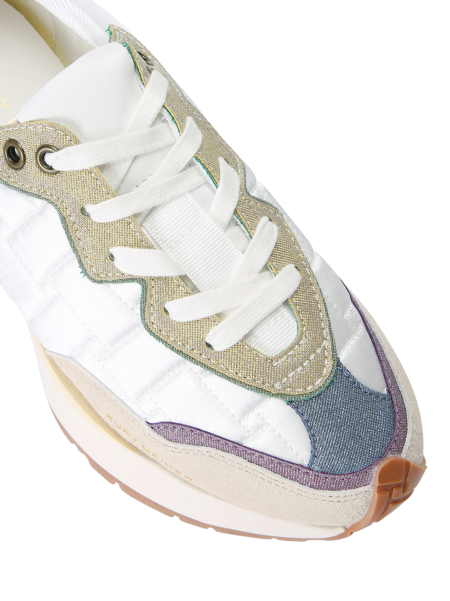 Product image 5 of 5, which shows Kurt Geiger London Nylon Quilt Trainers, White/Multi, 3