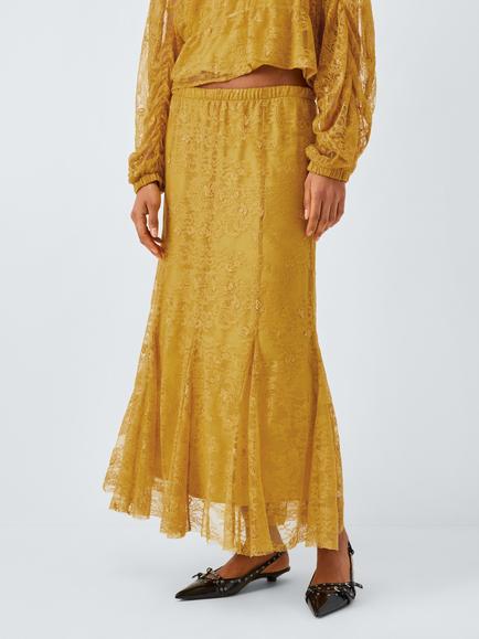 AND/OR Lace Godet Maxi Skirt, Mustard, Mustard