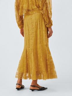 AND/OR Lace Godet Maxi Skirt, Mustard - view 2, Mustard