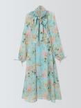 AND/OR Josie Floral Pussybow Neck Dress, Blue