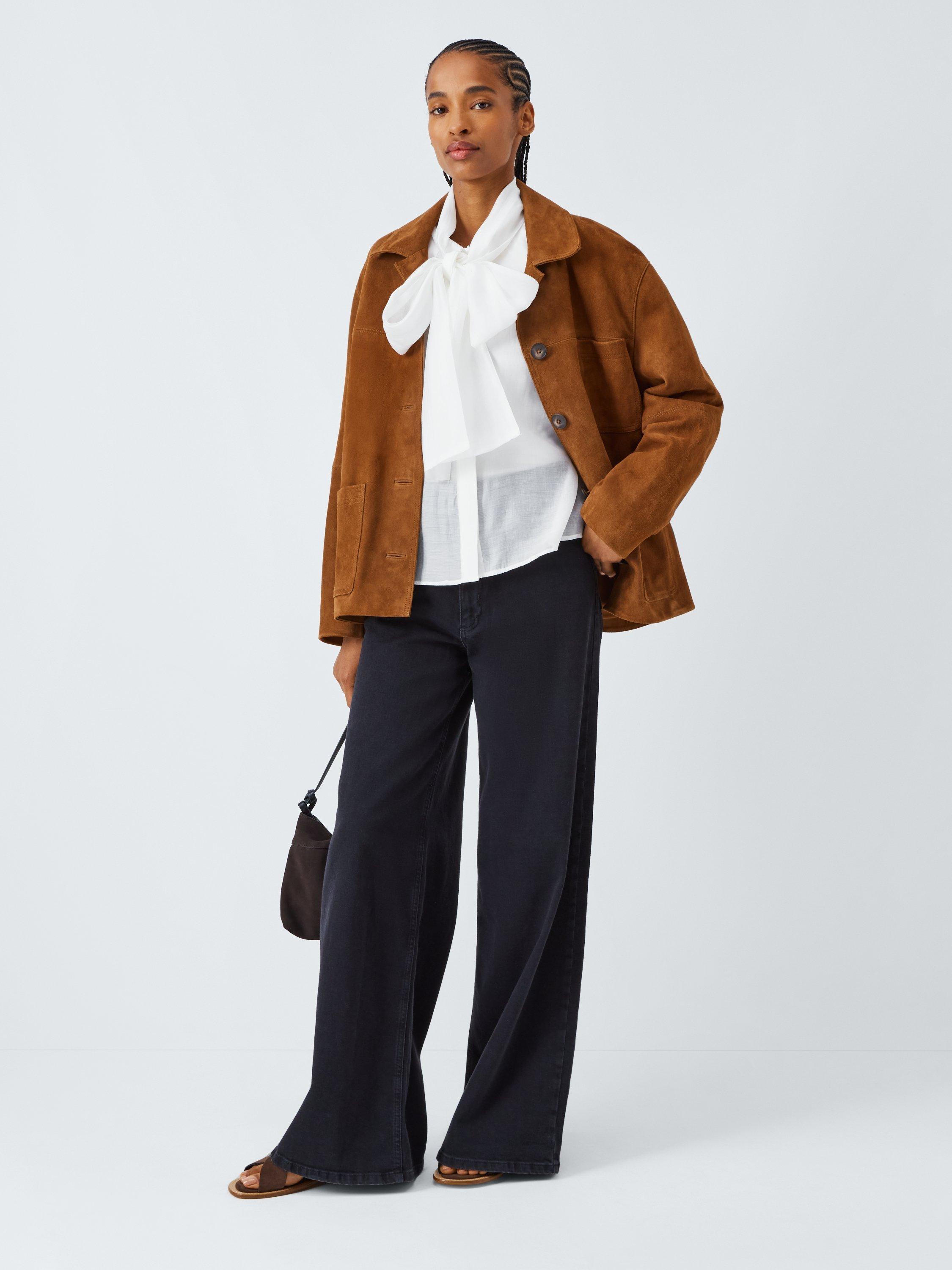 Product image 3 of 7, which shows AND/OR Cassie Pussybow Blouse, Off White, 6