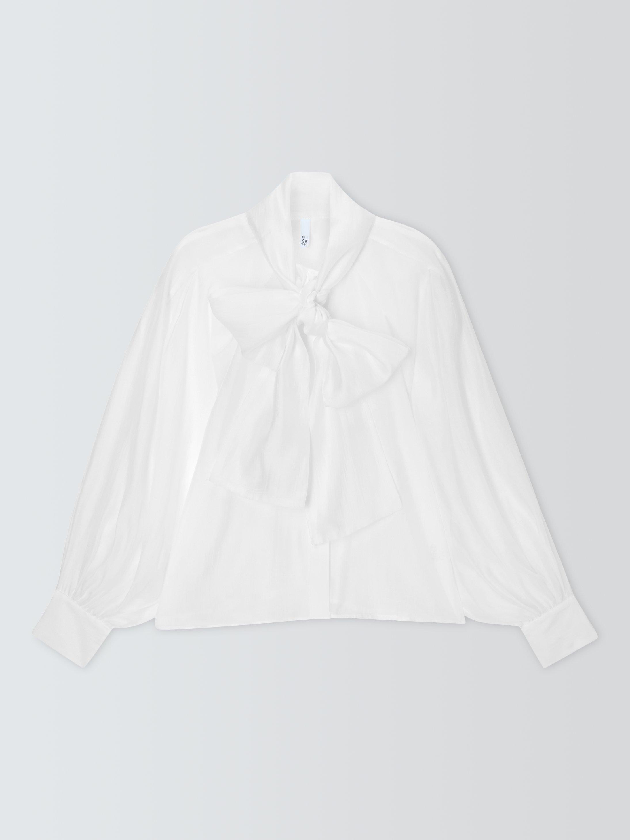Product image 4 of 7, which shows AND/OR Cassie Pussybow Blouse, Off White, 6