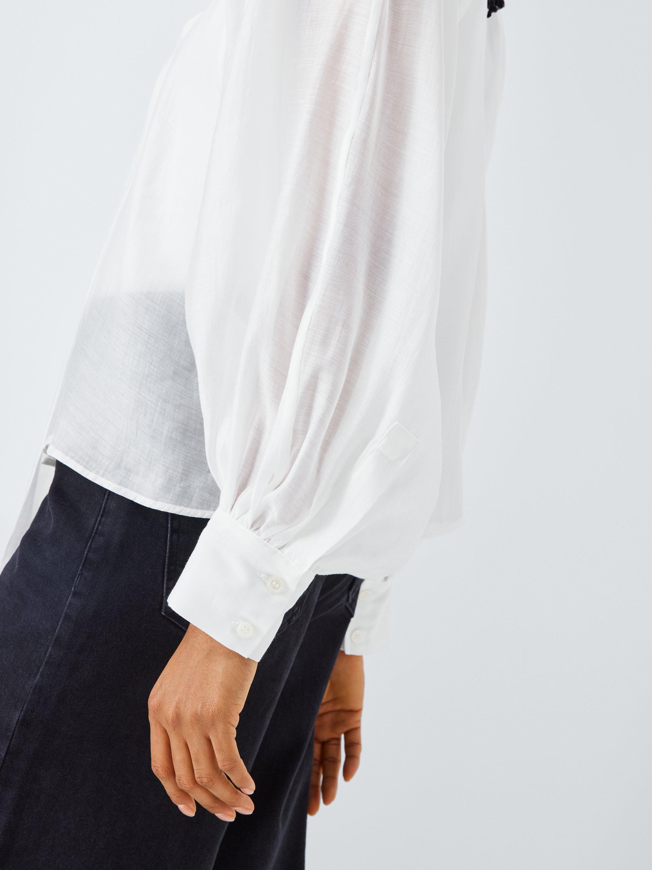 Product image 6 of 7, which shows AND/OR Cassie Pussybow Blouse, Off White, 6