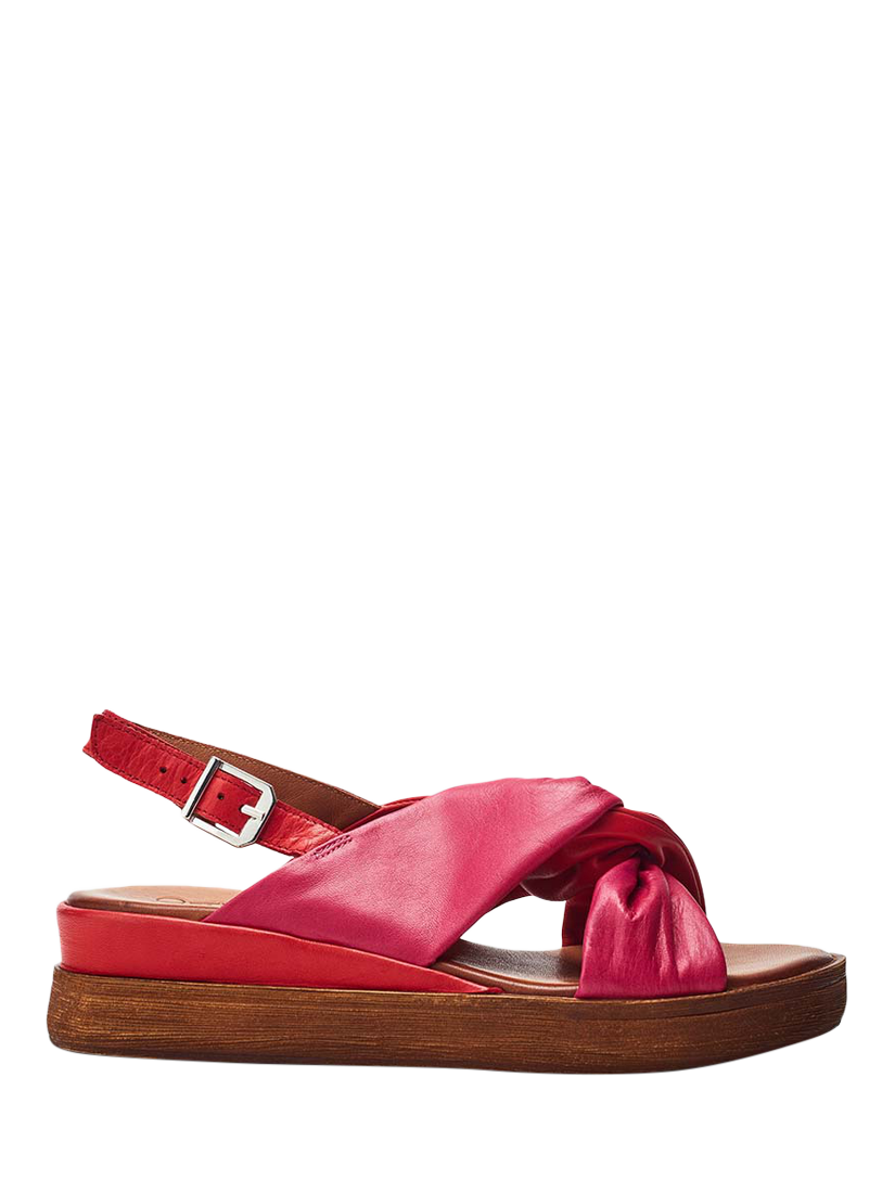 Product image 1 of 4, which shows Moda in Pelle Kalmia Leather Twist Detail Platform Sandals, Pink/Red, 3