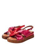 Moda in Pelle Kalmia Leather Twist Detail Platform Sandals, Pink/Red