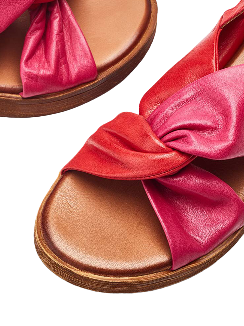 Product image 4 of 4, which shows Moda in Pelle Kalmia Leather Twist Detail Platform Sandals, Pink/Red, 3