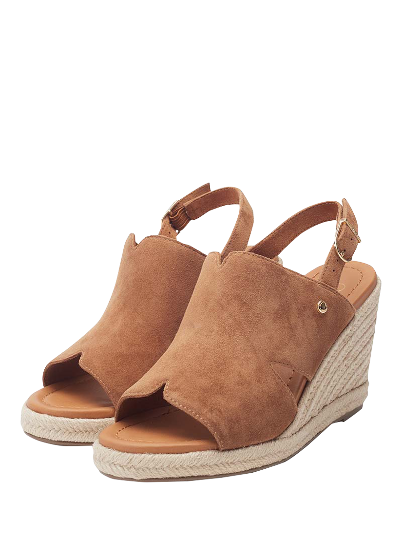 Product image 2 of 4, which shows Moda in Pelle Kanji Suede Wedge Heel Slingback Sandals, Tan, 3