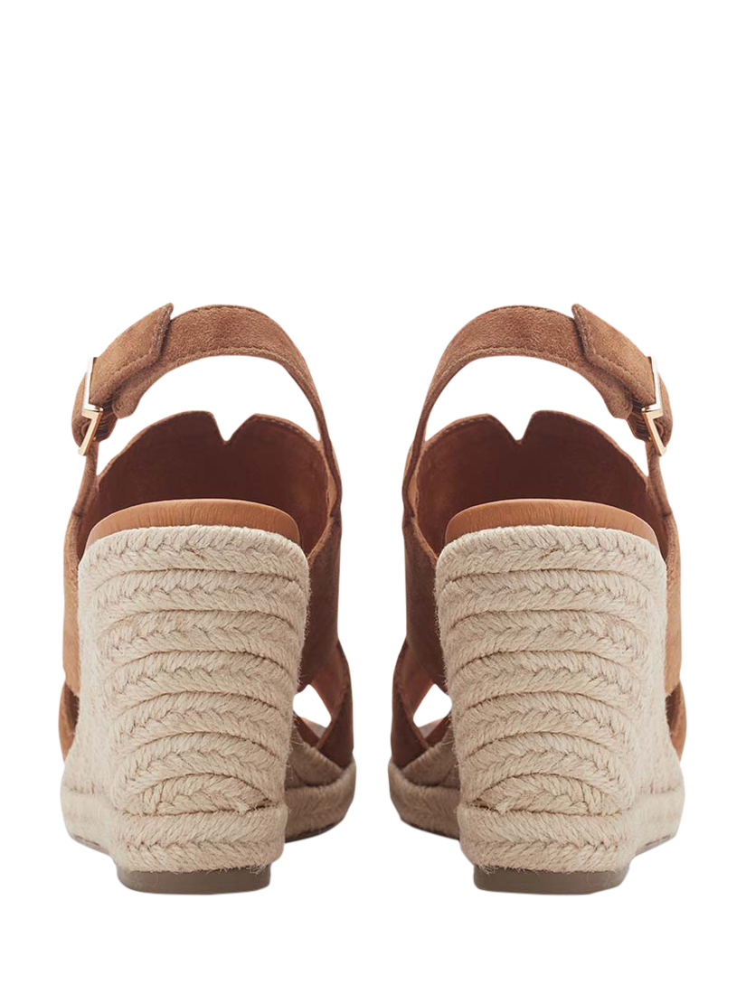 Product image 3 of 4, which shows Moda in Pelle Kanji Suede Wedge Heel Slingback Sandals, Tan, 3