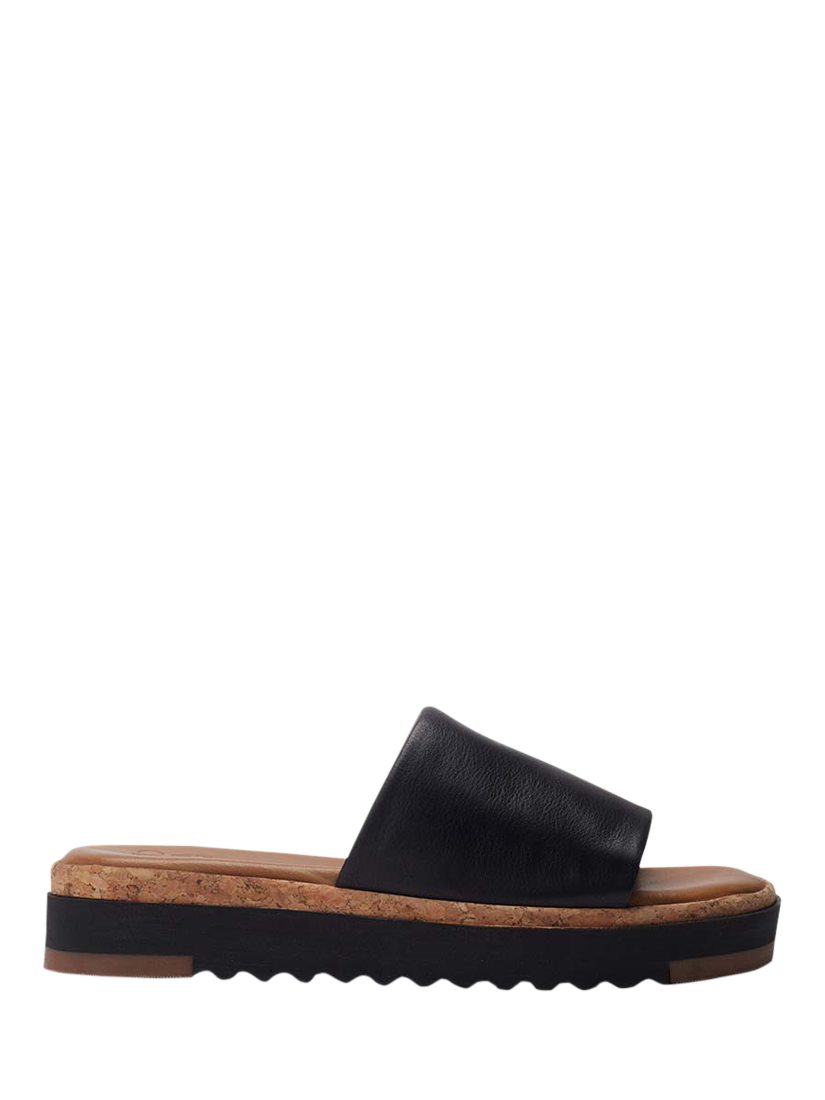 Moda in Pelle Kanzan Leather Footbed Sandals, Black