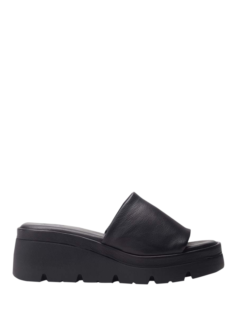 Product image 1 of 4, which shows Moda in Pelle Namya Leather Slider Sandals, Jet Black, 3