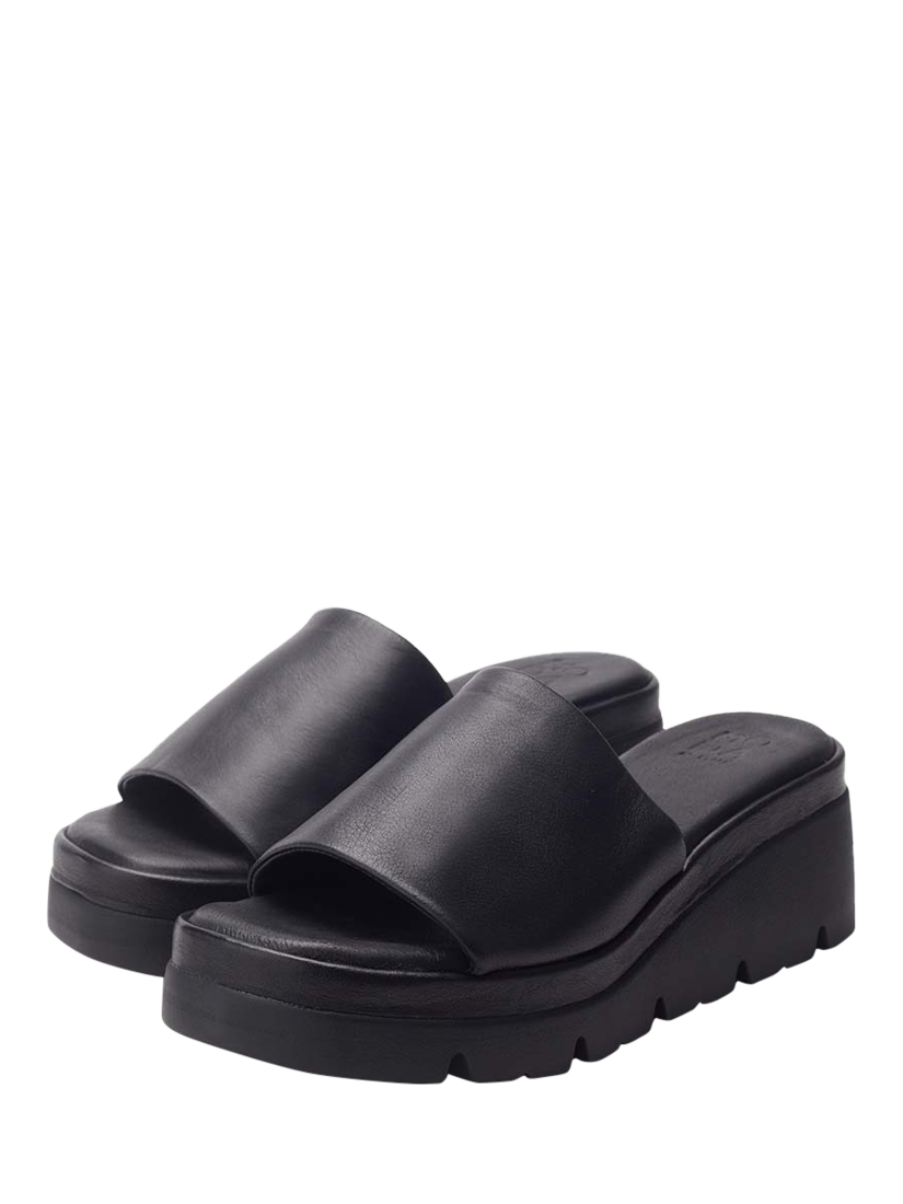 Product image 2 of 4, which shows Moda in Pelle Namya Leather Slider Sandals, Jet Black, 3