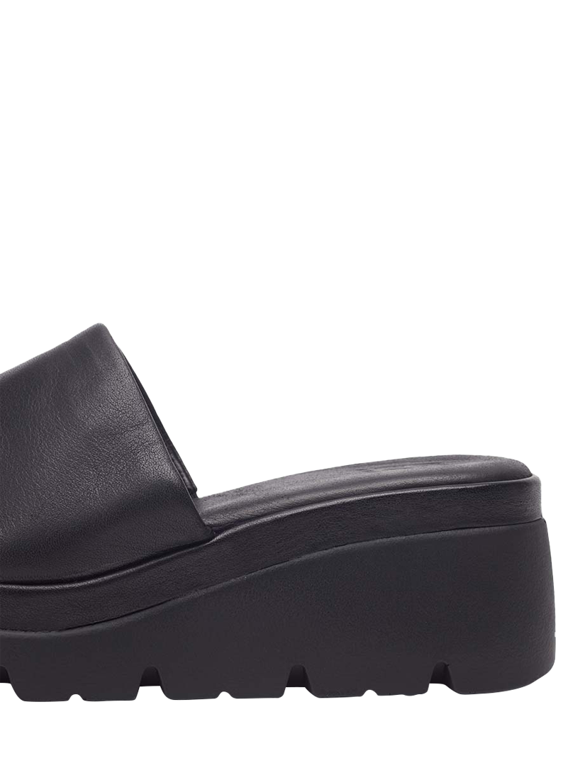 Product image 4 of 4, which shows Moda in Pelle Namya Leather Slider Sandals, Jet Black, 3