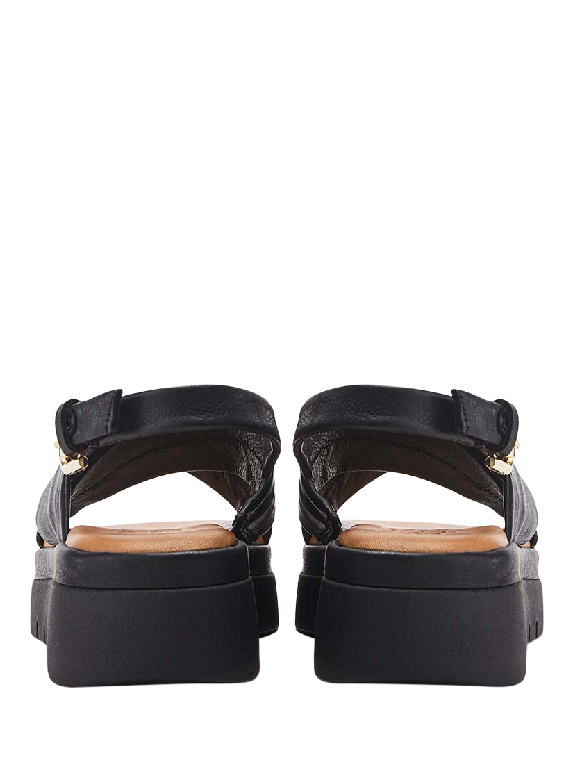 Product image 3 of 4, which shows Moda in Pelle Nettina Leather Cross Strap Footbed Sandals, Black, 3
