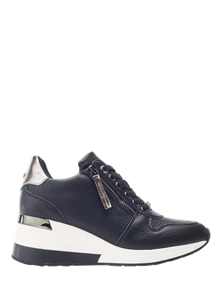 Moda in Pelle Caspia Leather Wedge Chunky Trainers, Black