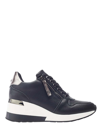 Moda in Pelle Caspia Leather Wedge Chunky Trainers, Black