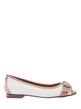Moda in Pelle Frost Leather Peep Toe Ballerina Pumps, White/Cameo