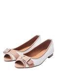 Moda in Pelle Frost Leather Peep Toe Ballerina Pumps, White/Cameo