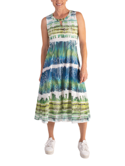 chesca Tie Dye Stripe Dress, White/Multi, White/Multi