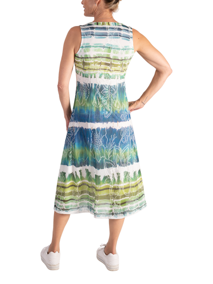 chesca Tie Dye Stripe Dress, White/Multi - view 2, White/Multi
