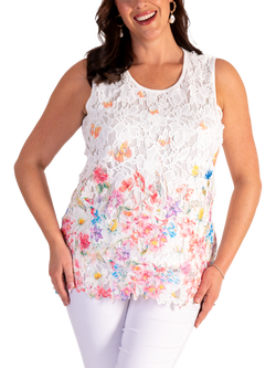 chesca Floral Lace Camisole, White/Multi, White/Multi