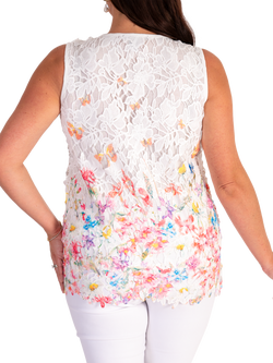 chesca Floral Lace Camisole, White/Multi - view 2, White/Multi