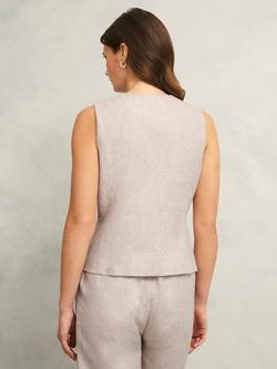 Hobbs Alessia Pure Linen Waistcoat, Neutral - view 2, Neutral