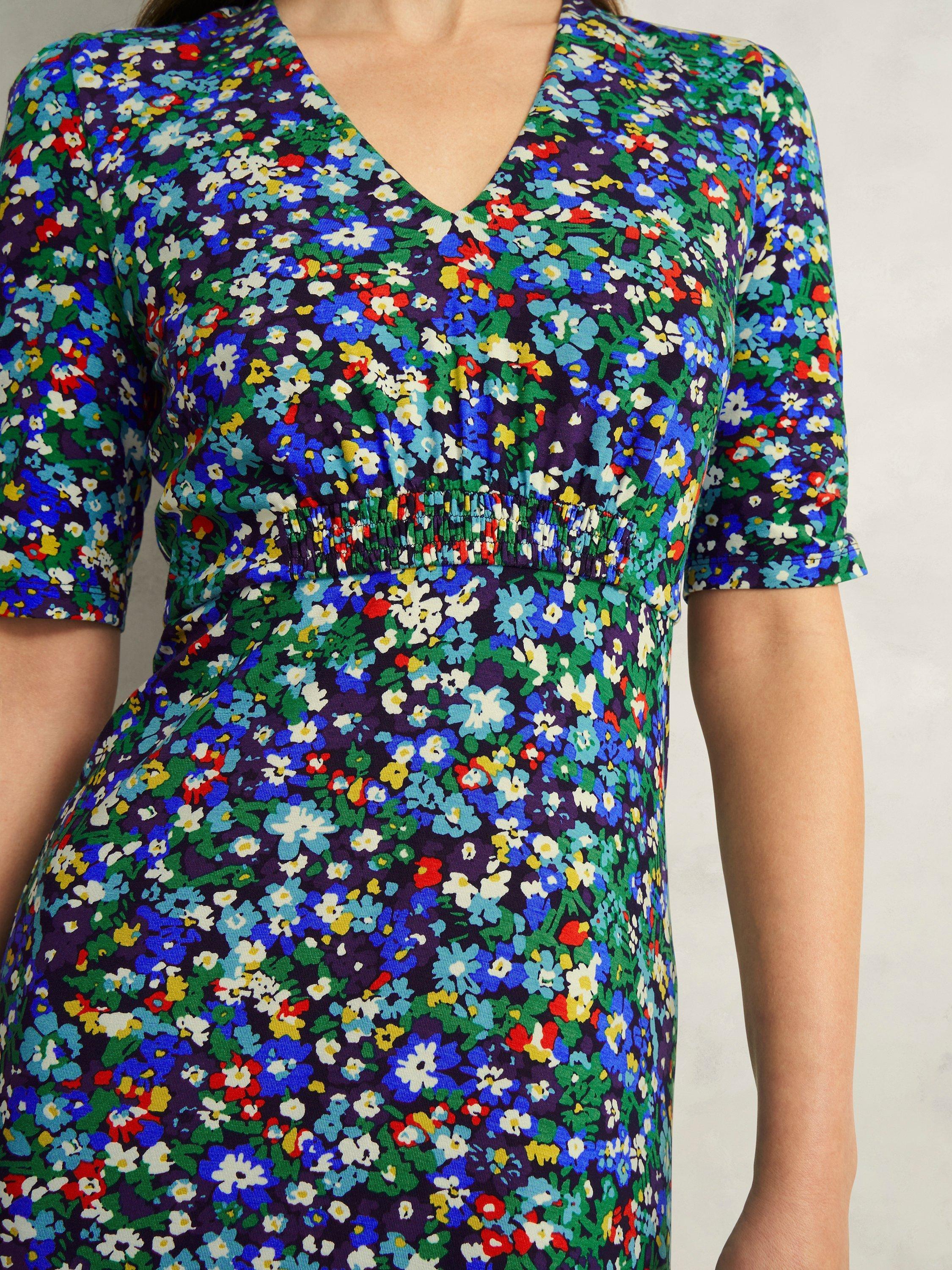 Product image 4 of 6, which shows Hobbs Coralie Floral Jersey Dress, Multi, 10