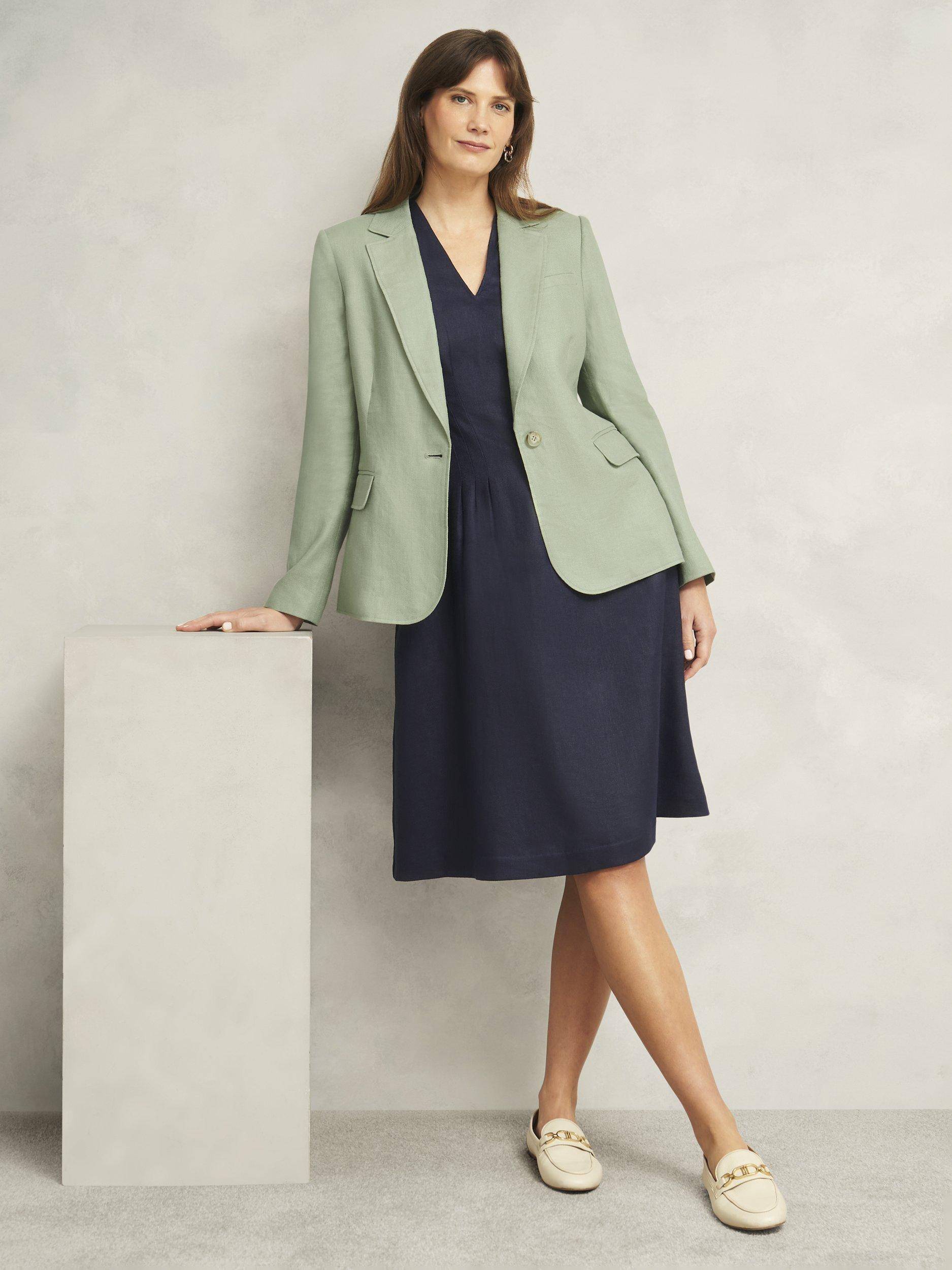 Product image 7 of 7, which shows Hobbs Kayleigh Pure Linen Dress, Navy, 10