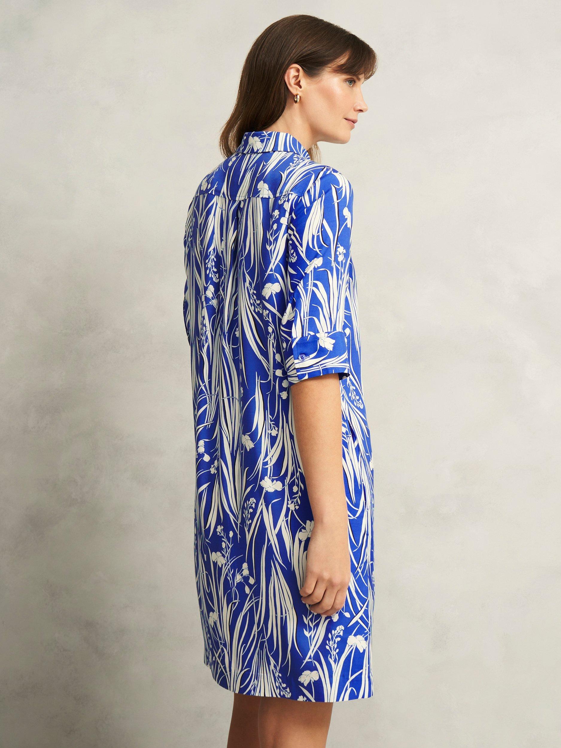 Product image 2 of 7, which shows Hobbs Marciella Wildflower Tunic Dress, Blue/Multi, 10
