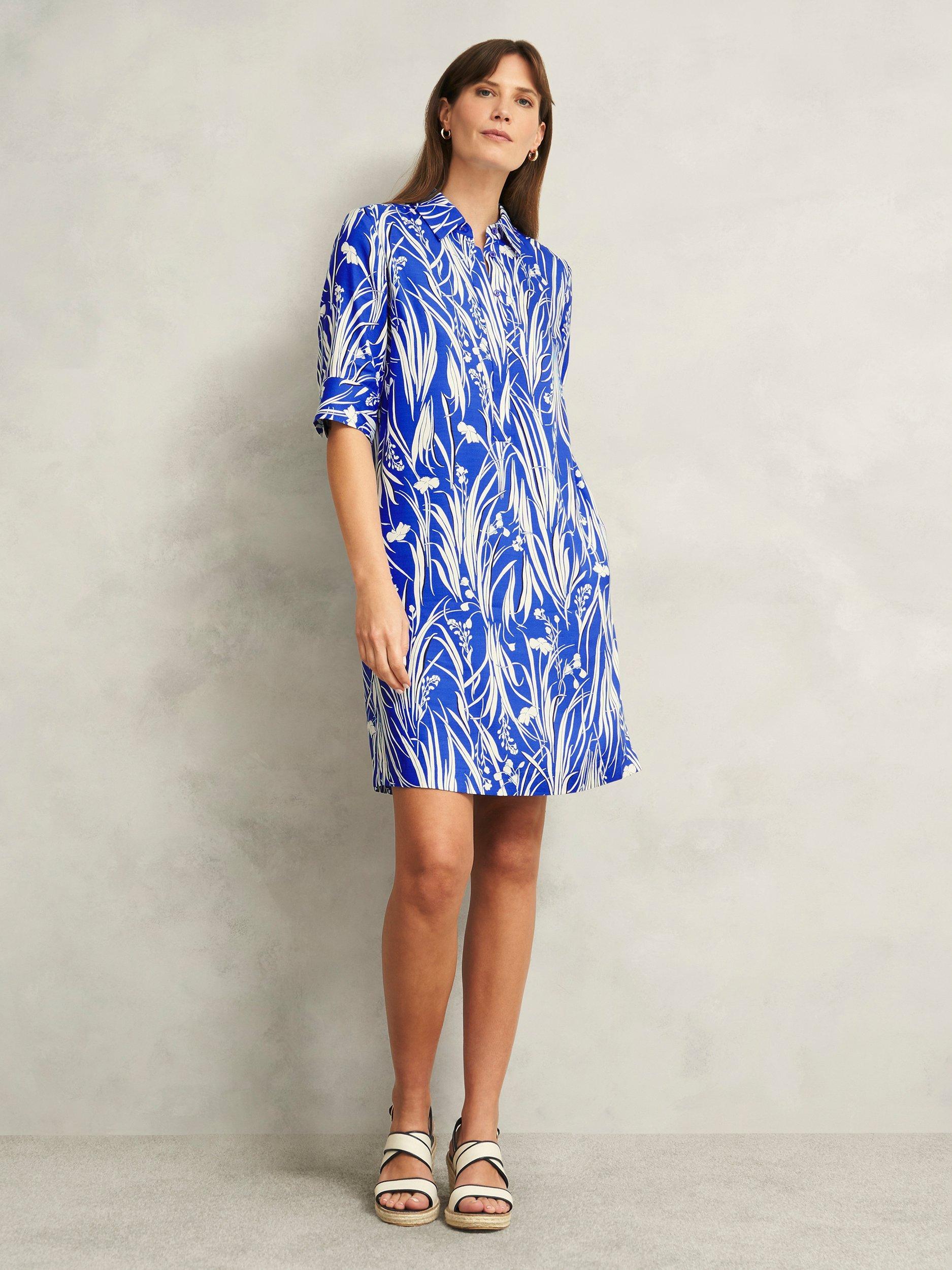 Product image 7 of 7, which shows Hobbs Marciella Wildflower Tunic Dress, Blue/Multi, 10