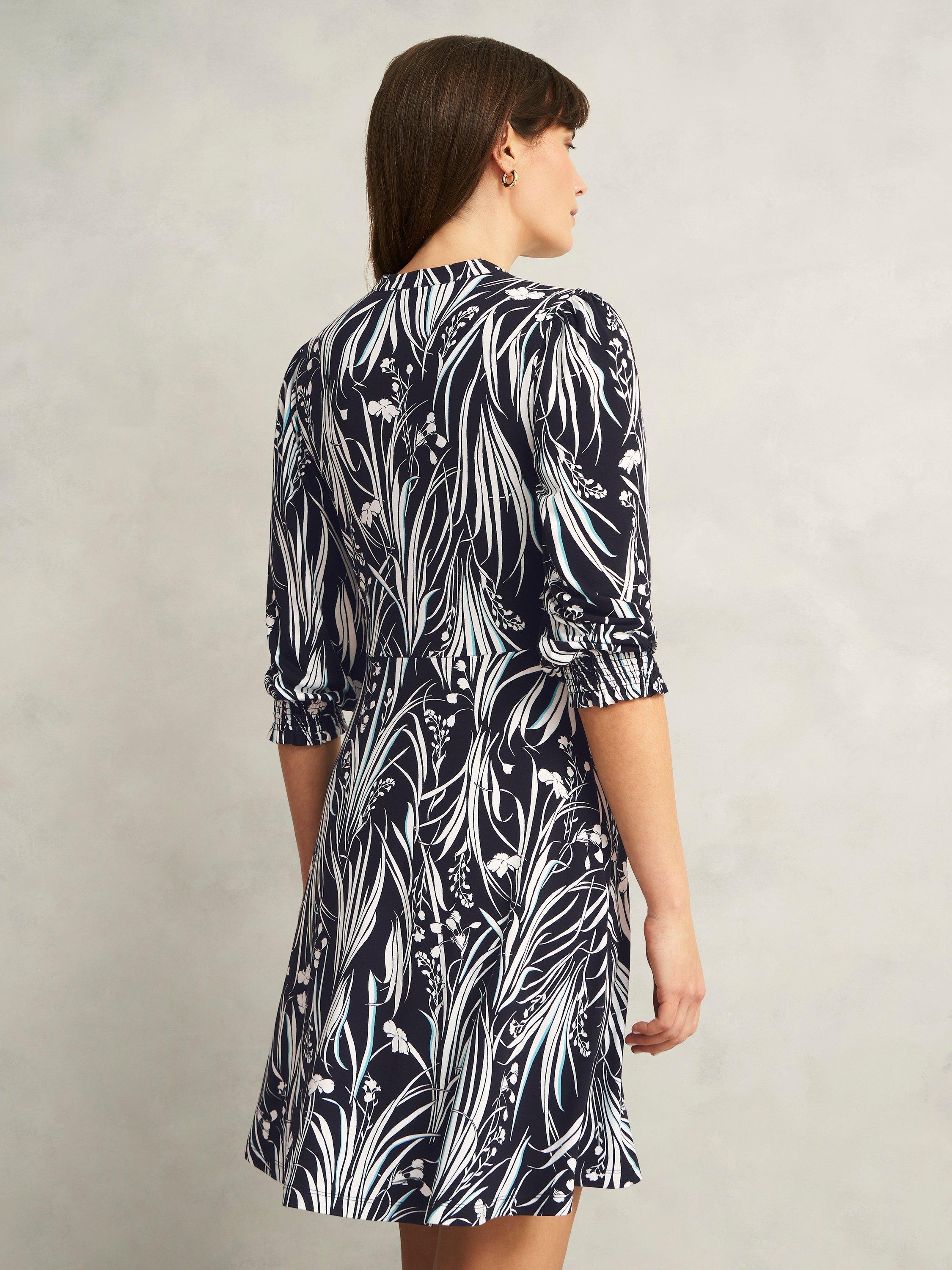 Product image 2 of 7, which shows Hobbs Mollie Wildflower Jersey Dress, Navy Ivory, 10