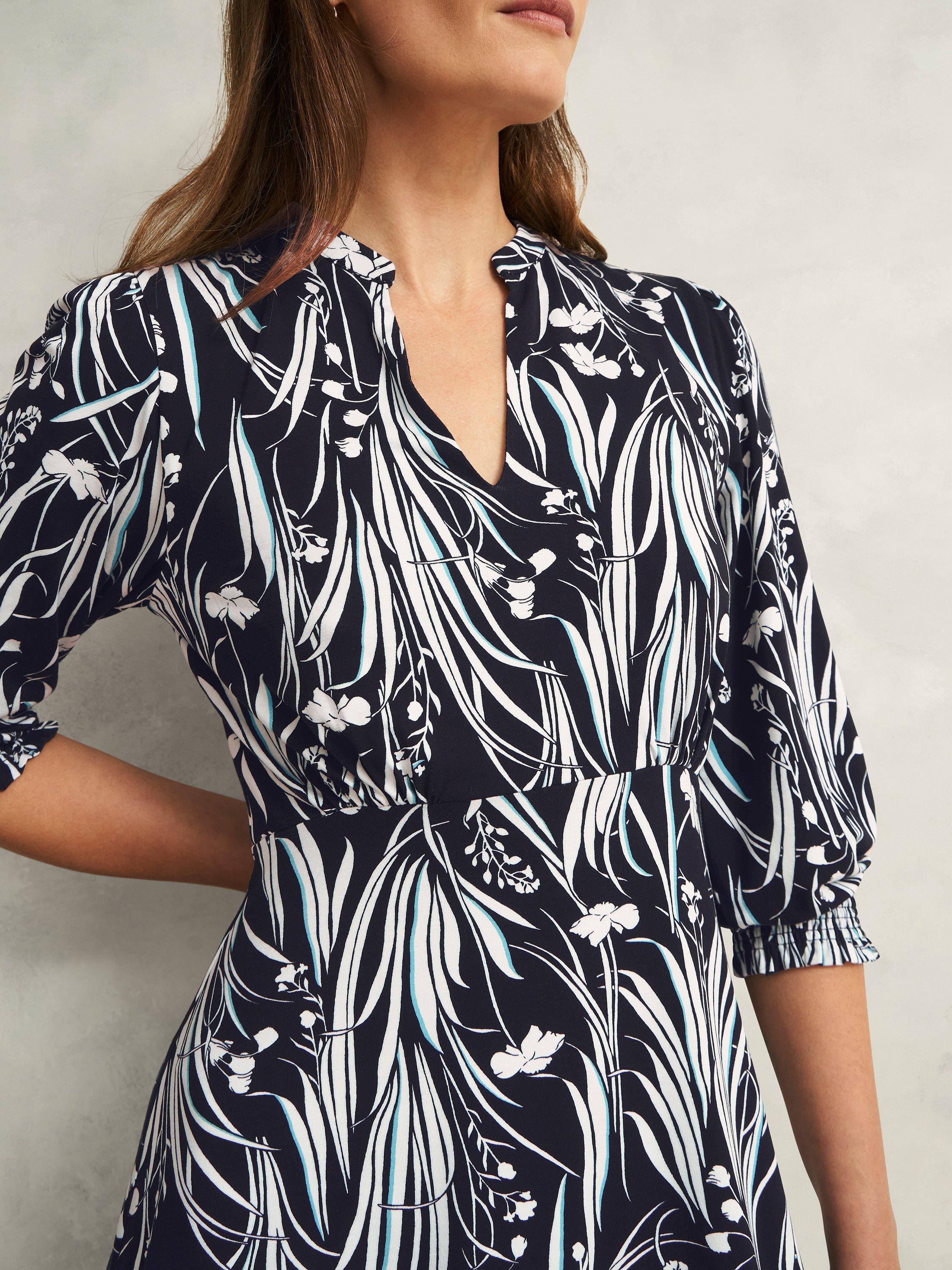 Product image 3 of 7, which shows Hobbs Mollie Wildflower Jersey Dress, Navy Ivory, 10