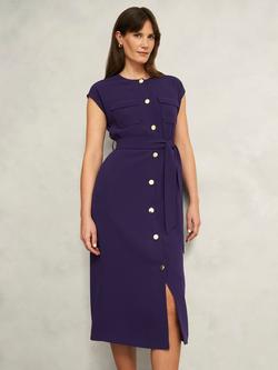 Hobbs Tania Tie Waist Dress, Grape Purple, Grape Purple