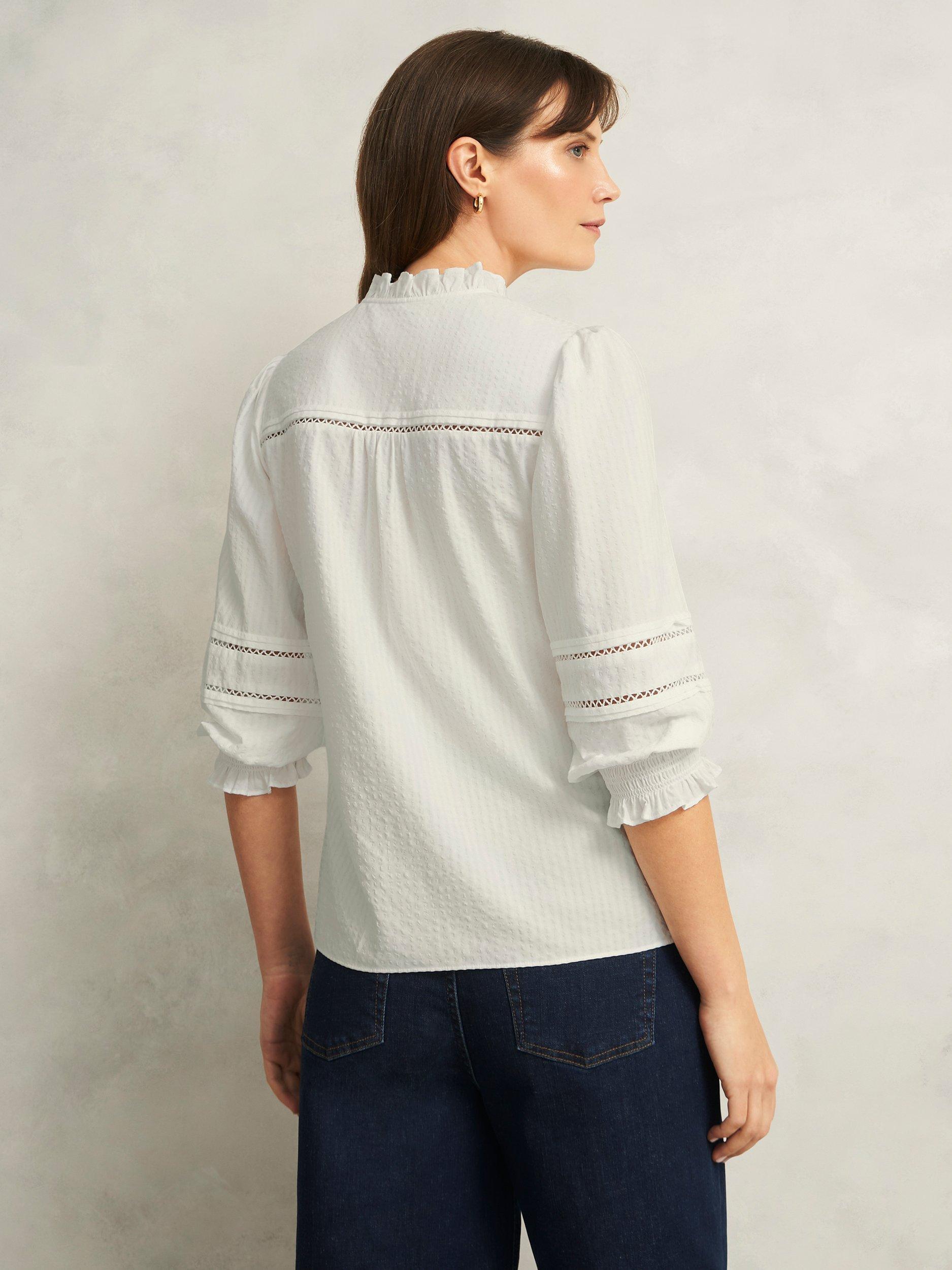 Product image 2 of 6, which shows Hobbs Amira Frill Shirt, Ivory, 10