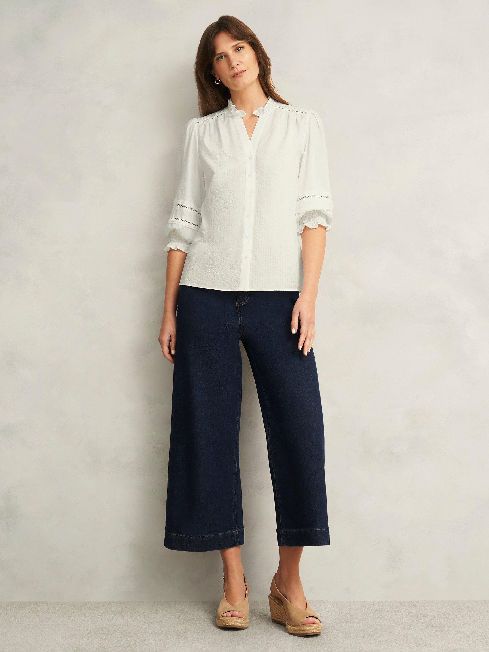 Product image 5 of 6, which shows Hobbs Amira Frill Shirt, Ivory, 10