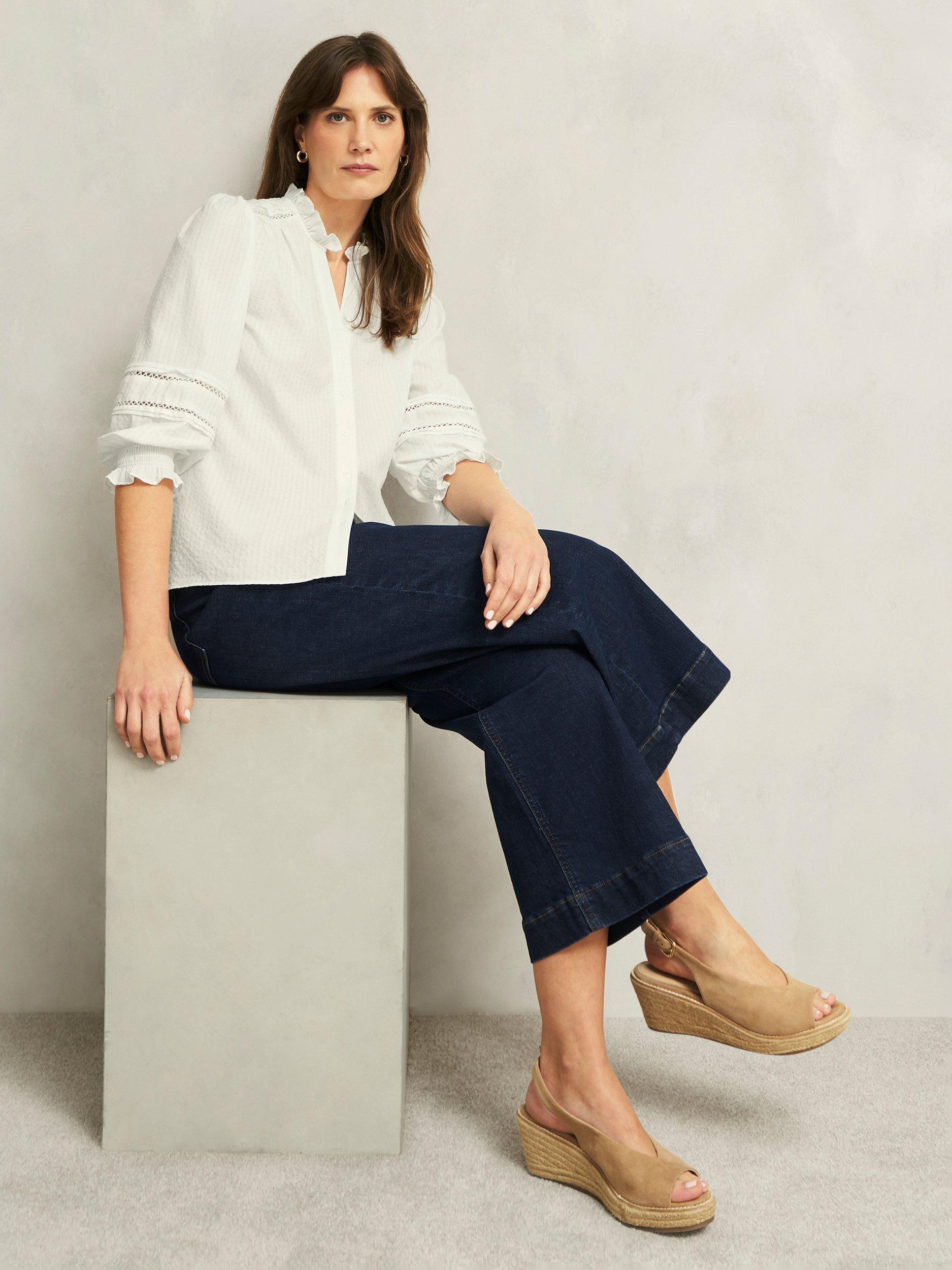 Product image 6 of 6, which shows Hobbs Amira Frill Shirt, Ivory, 10