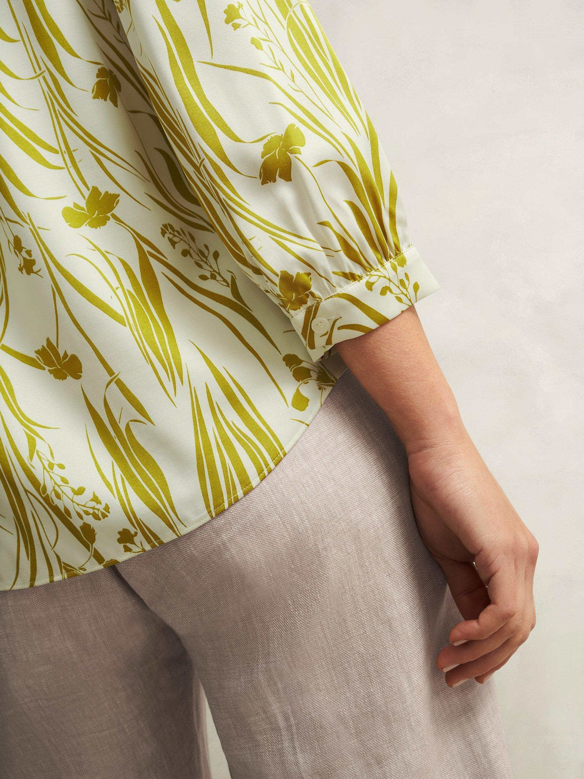 Product image 3 of 6, which shows Hobbs Angelique Floral Top, Green Ivory, 12