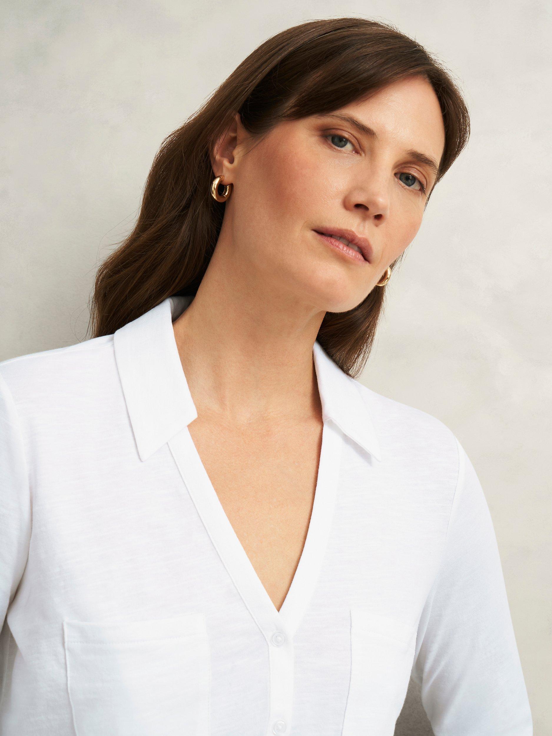 Product image 3 of 5, which shows Hobbs Zariah Slub Shirt, White, M