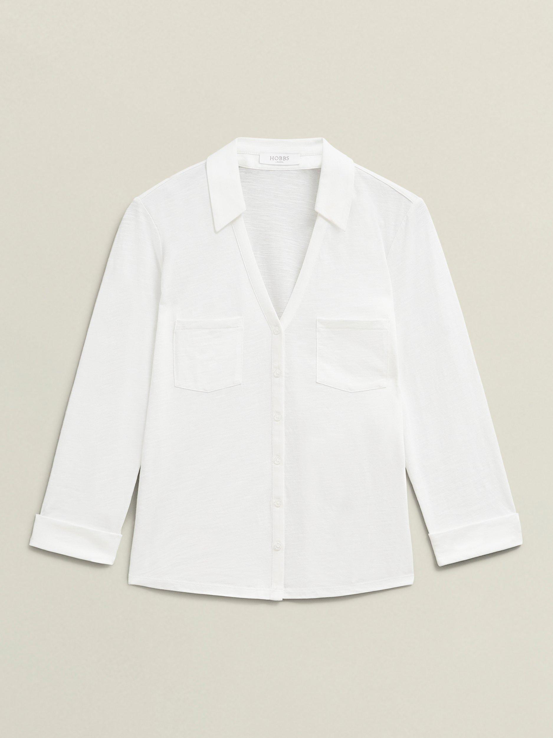 Product image 4 of 5, which shows Hobbs Zariah Slub Shirt, White, M