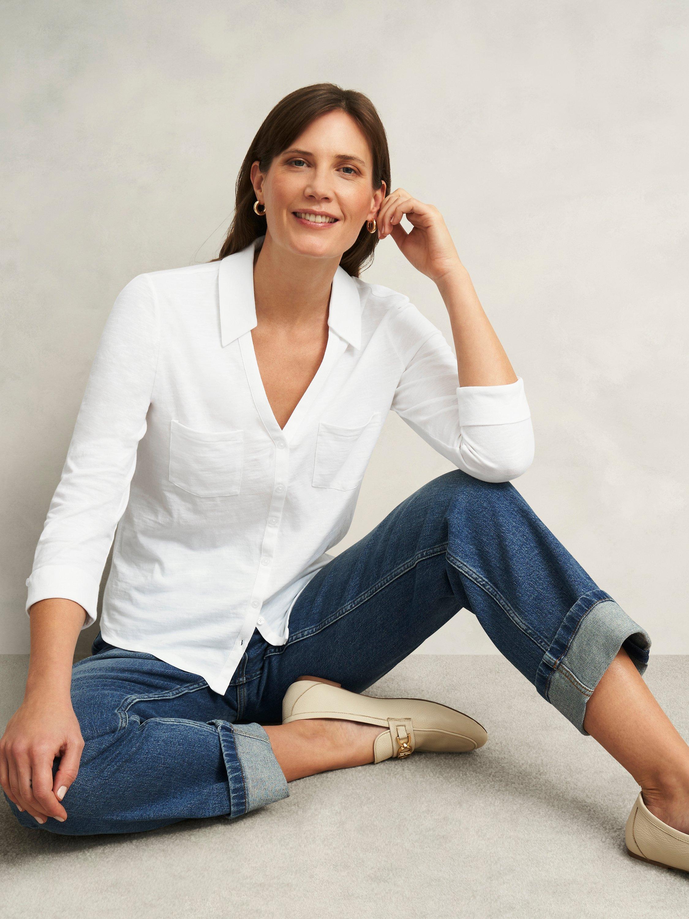 Product image 5 of 5, which shows Hobbs Zariah Slub Shirt, White, M