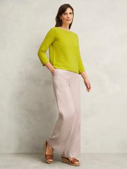 Hobbs Nellie Textured Stripe Jumper, Citrine Green, Citrine Green