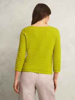 Hobbs Nellie Textured Stripe Jumper, Citrine Green - view 2, Citrine Green