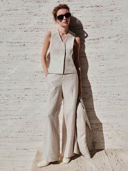 Hobbs Alessia Pure Linen Trousers, Neutral, Neutral