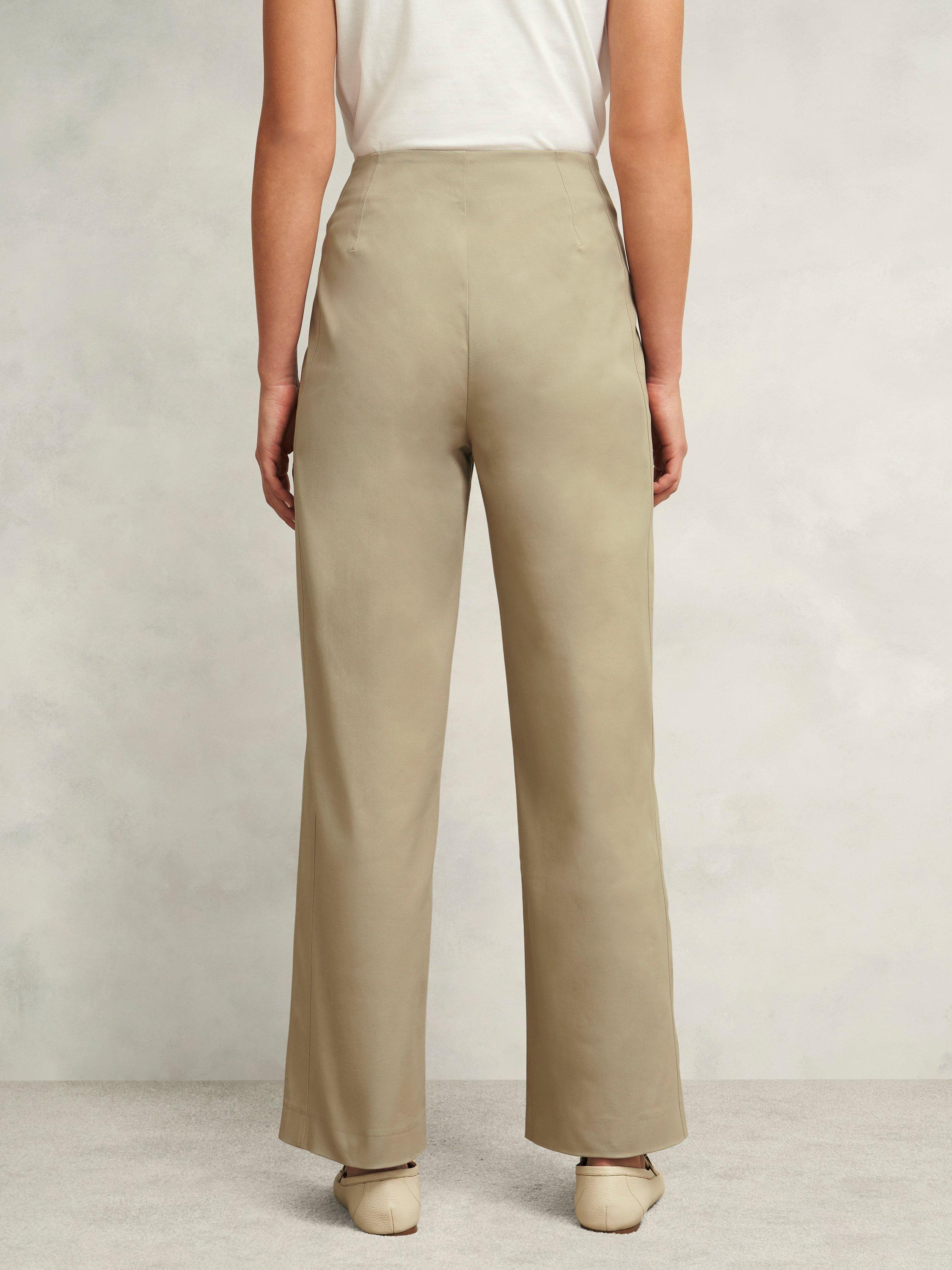 Product image 2 of 7, which shows Hobbs Kimmi Cropped Wide Leg Trousers, Neutral, 10