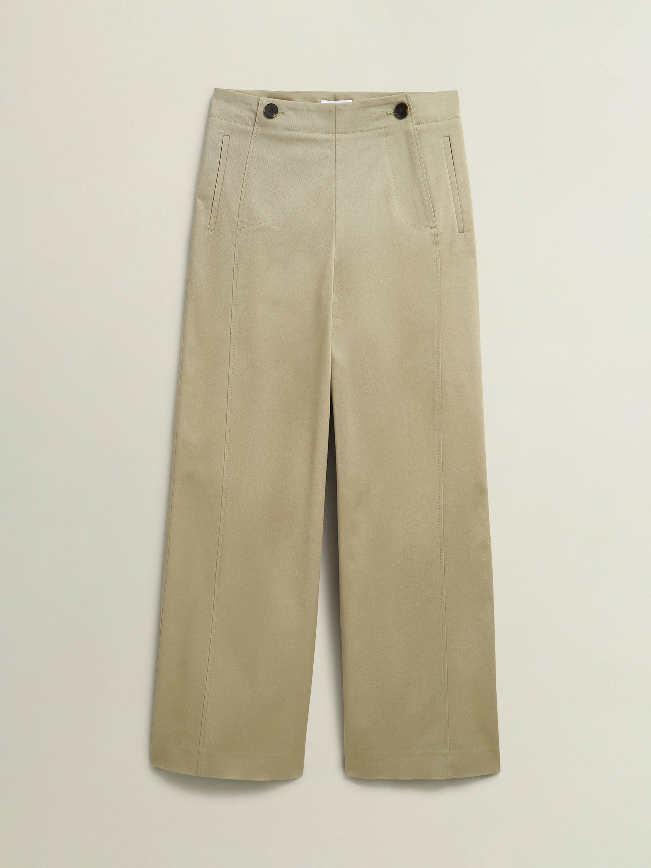 Product image 4 of 7, which shows Hobbs Kimmi Cropped Wide Leg Trousers, Neutral, 10