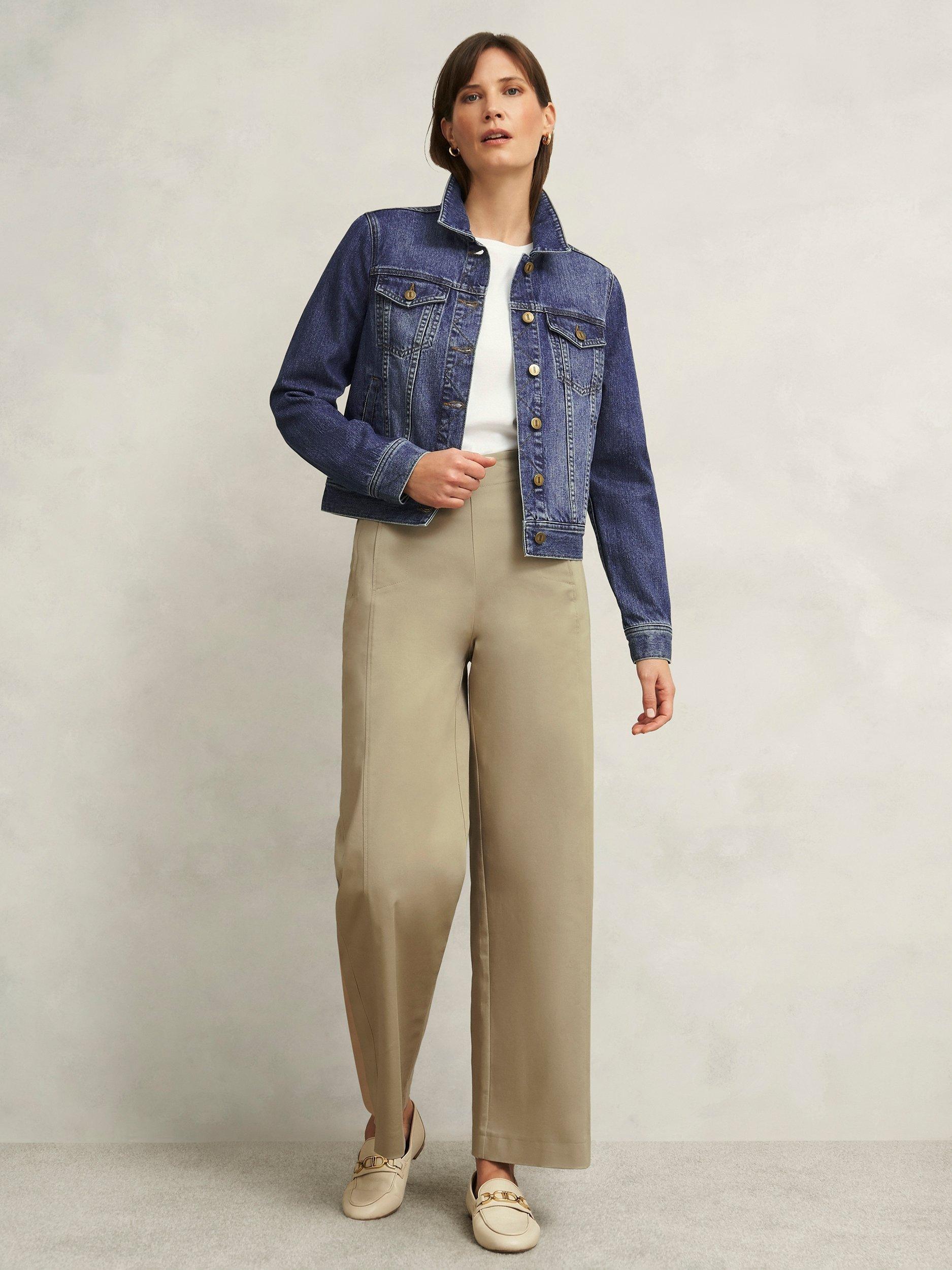 Product image 6 of 7, which shows Hobbs Kimmi Cropped Wide Leg Trousers, Neutral, 10