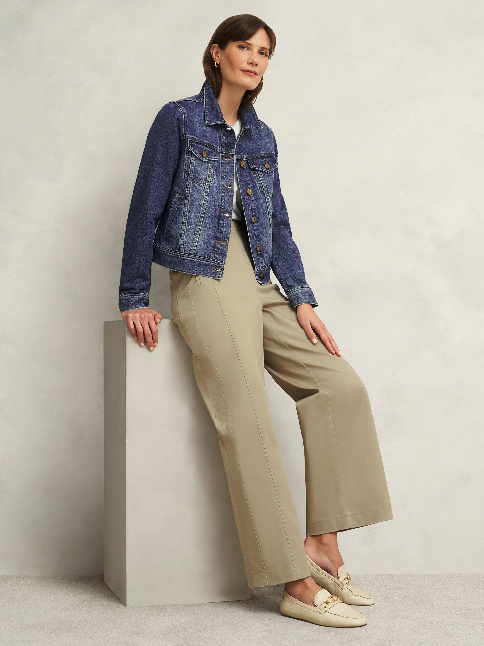 Product image 7 of 7, which shows Hobbs Kimmi Cropped Wide Leg Trousers, Neutral, 10