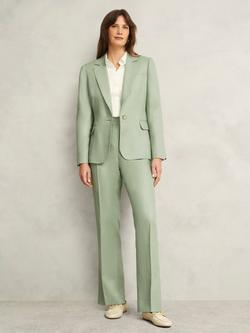 Hobbs Marietta Pure Linen Twill Trousers, Sage Green, Sage Green